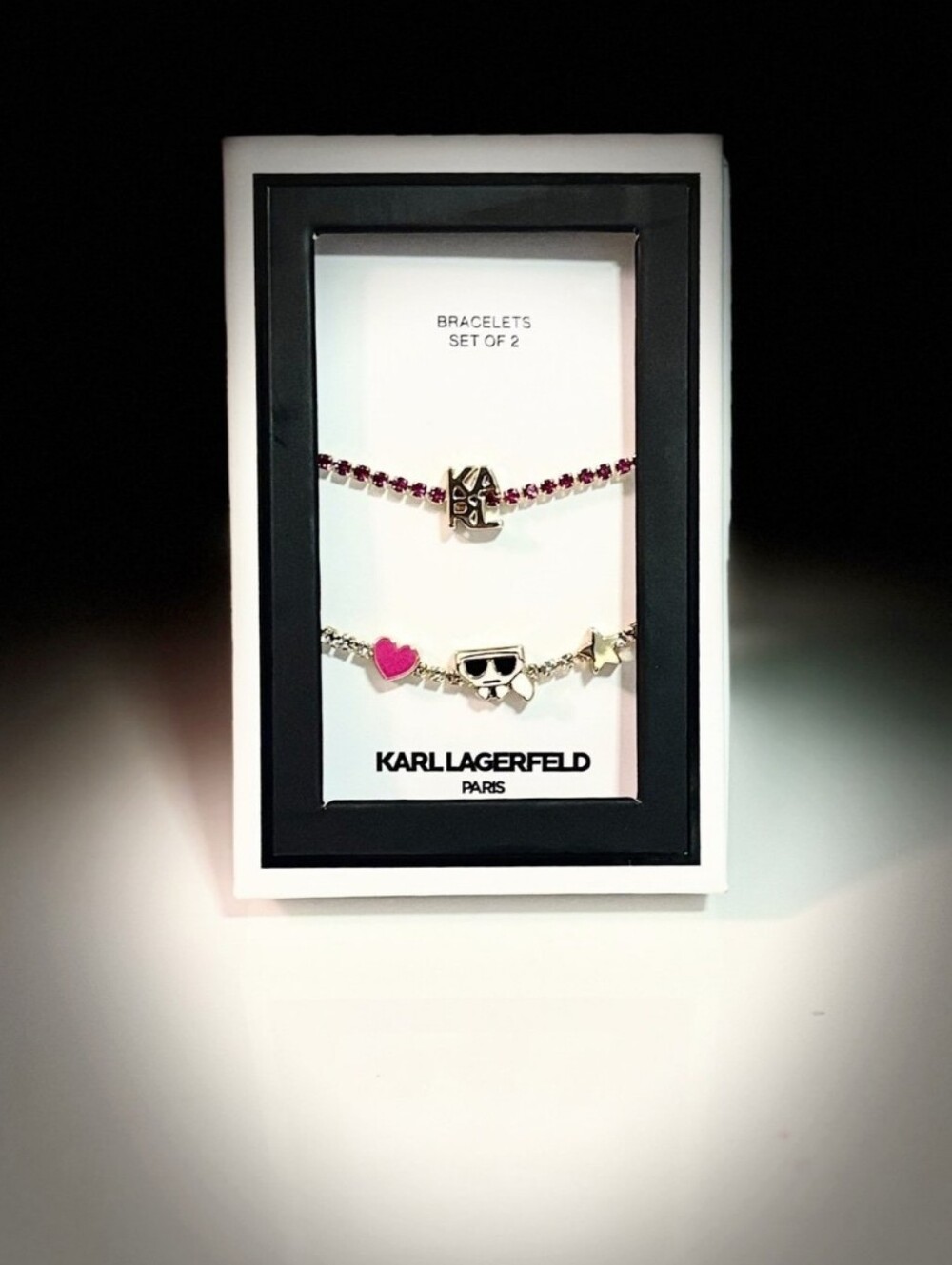 New Karl Lagerfeld Choupette Two-piece Set Charm Bracelet Duo